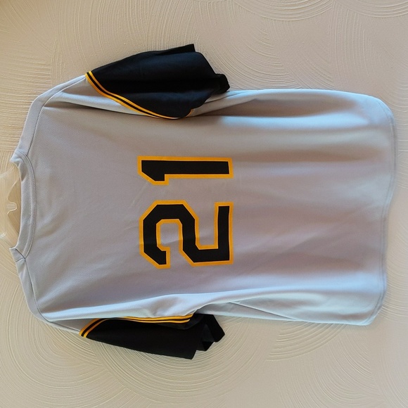 NWOT Men's Pittsburgh Pirates Baseball Jersey #21 Roberto Clemente Made in USA - Picture 2 of 6